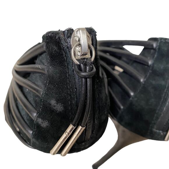 LAMB L.A.M.B. Walcot Black Leather Bootie Sandal Heels size 8 - Picture 7 of 12